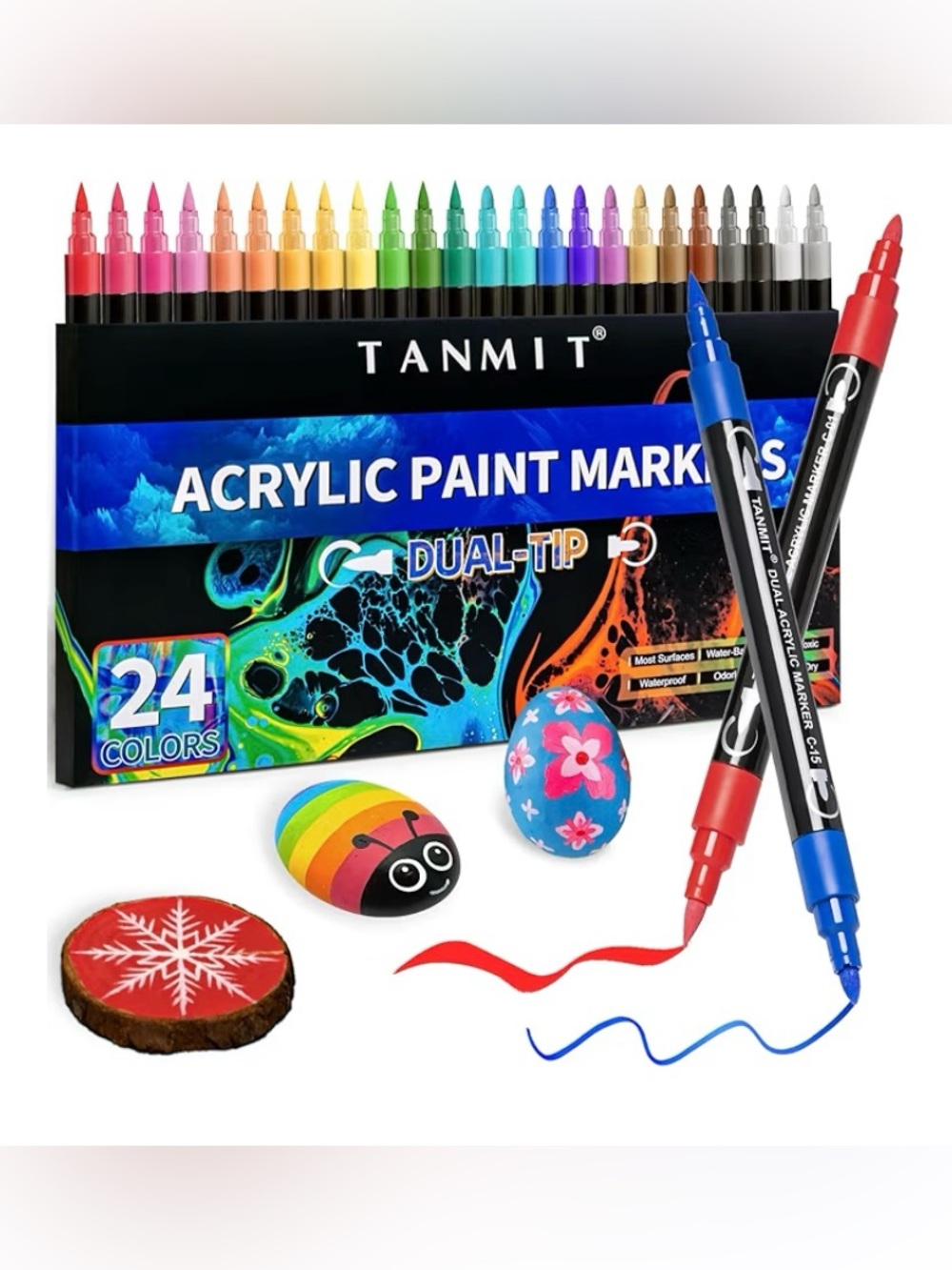 Acrylic Paint Markers Dual-Tip - 24 Color Set - Picture 1 of 1